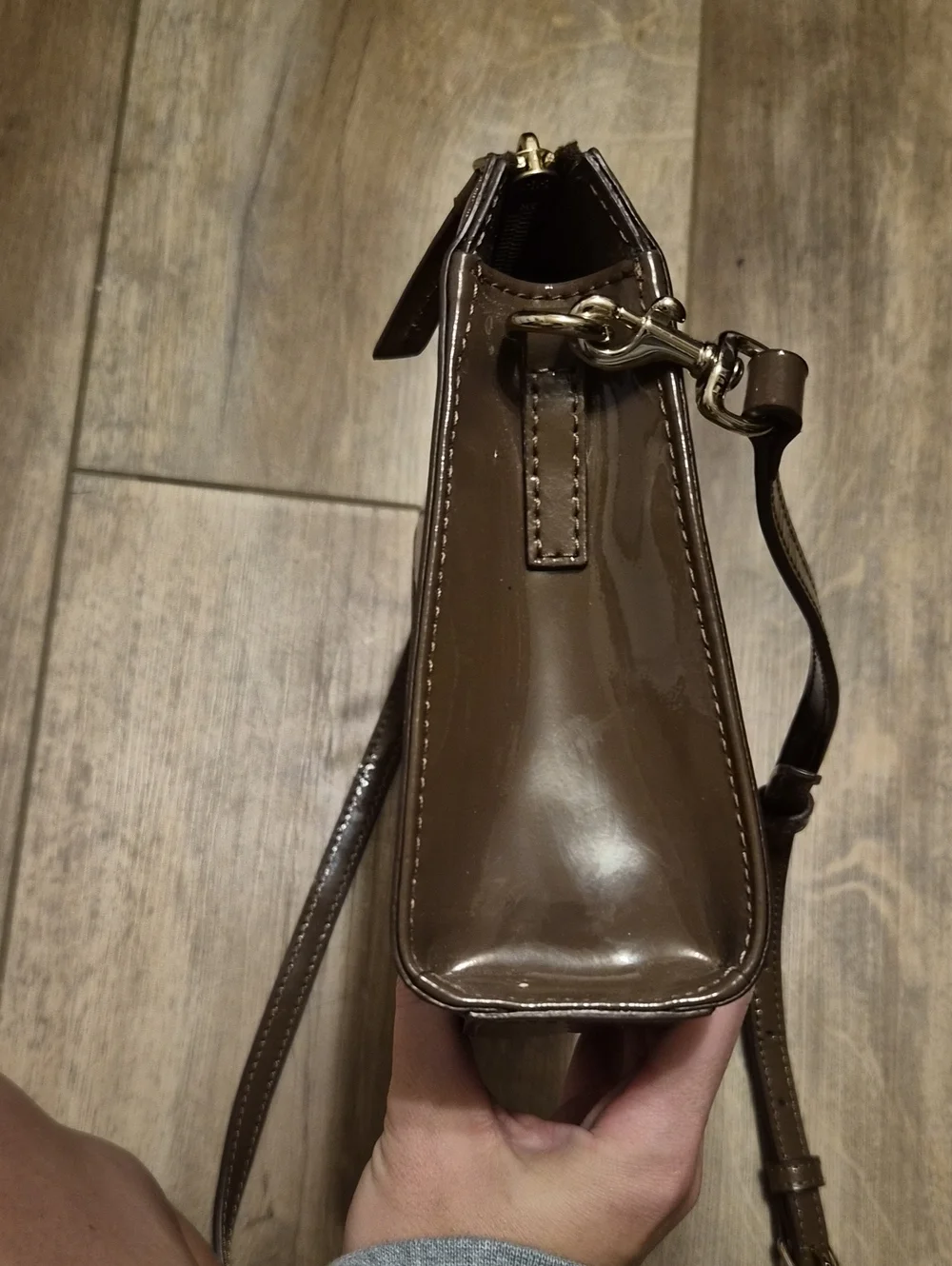Dooney & Bourke Taupe Patent Crossbody Bag